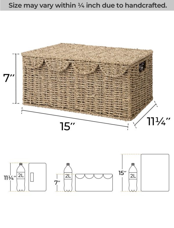 StorageWorks Scalloped Edge Wicker Basket with Lid - Image 21