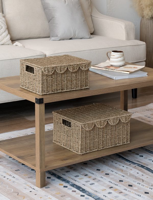 StorageWorks Scalloped Edge Wicker Basket with Lid - Image 27