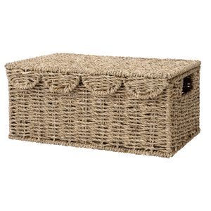 StorageWorks Scalloped Edge Wicker Basket with Lid