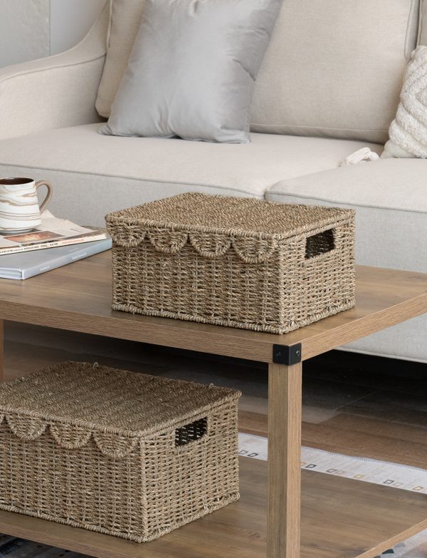 StorageWorks Scalloped Edge Wicker Basket with Lid - Image 6