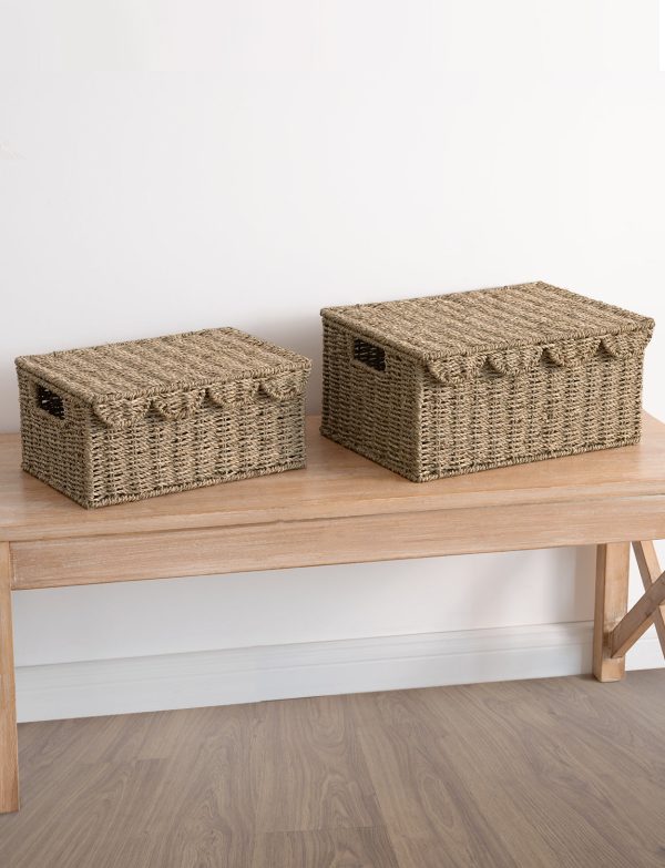StorageWorks Scalloped Edge Wicker Basket with Lid - Image 8