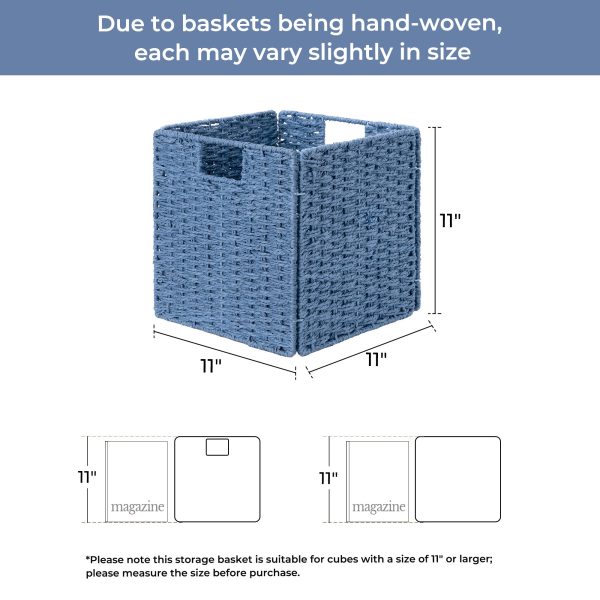 StorageWorks 11 inch Foldable Paper Rope Wicker Baskets for Organizing - Image 8