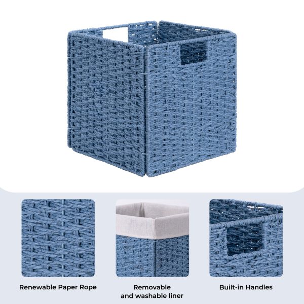 StorageWorks 11 inch Foldable Paper Rope Wicker Baskets for Organizing - Image 9