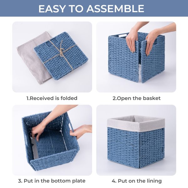 StorageWorks 11 inch Foldable Paper Rope Wicker Baskets for Organizing - Image 13