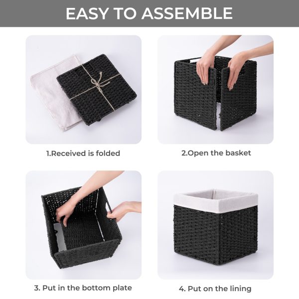 StorageWorks 11 inch Foldable Paper Rope Wicker Baskets for Organizing - Image 21