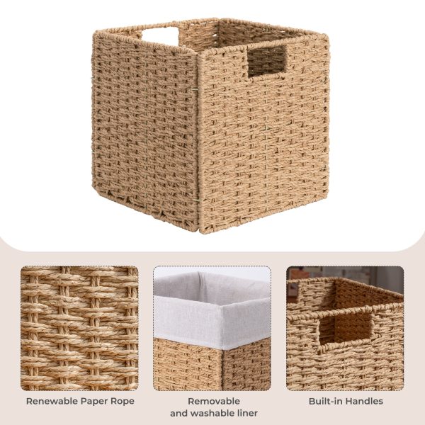 StorageWorks 11 inch Foldable Paper Rope Wicker Baskets for Organizing - Image 25