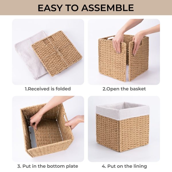 StorageWorks 11 inch Foldable Paper Rope Wicker Baskets for Organizing - Image 29