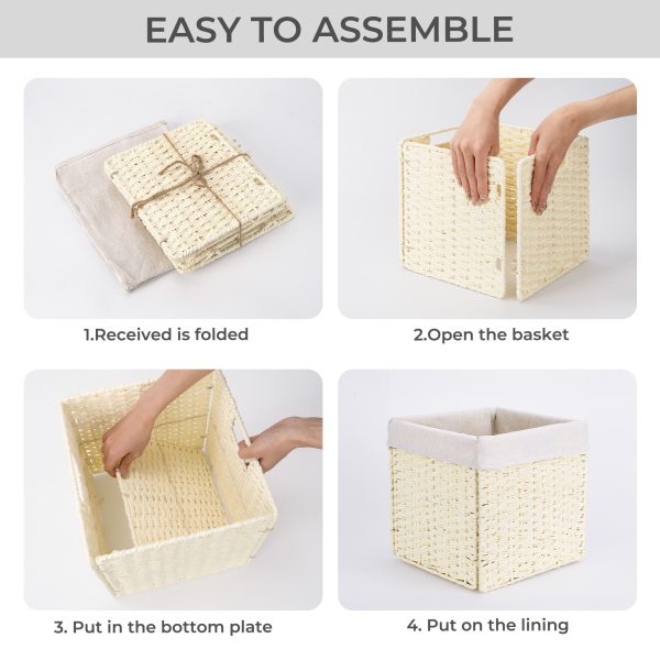 StorageWorks 11 inch Foldable Paper Rope Wicker Baskets for Organizing - Image 37
