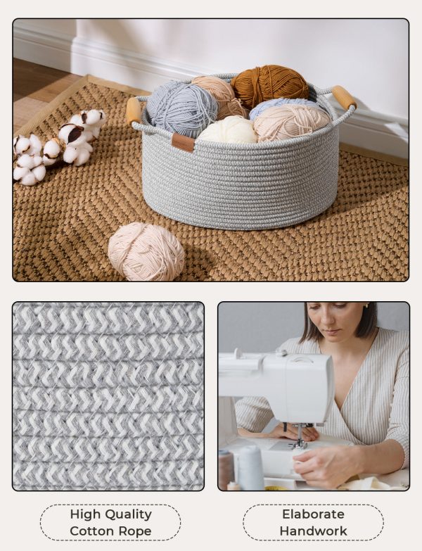 StorageWorks 13 inch Cotton Rope Woven Basket for Organizing - Image 21