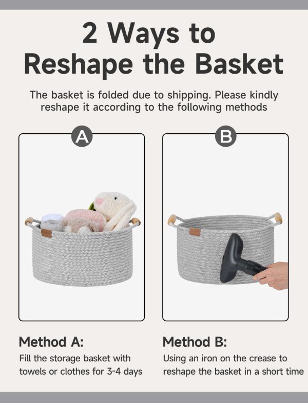 StorageWorks 13 inch Cotton Rope Woven Basket for Organizing - Image 26